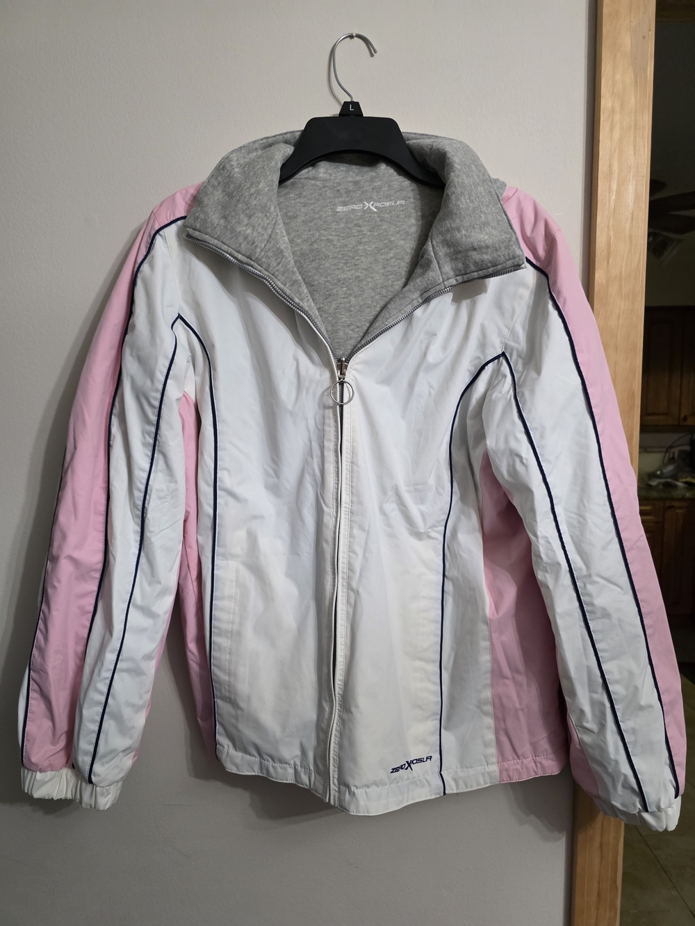 ZeroXposur Women's Pink, White & Gray Ski Jacket with Navy Piping